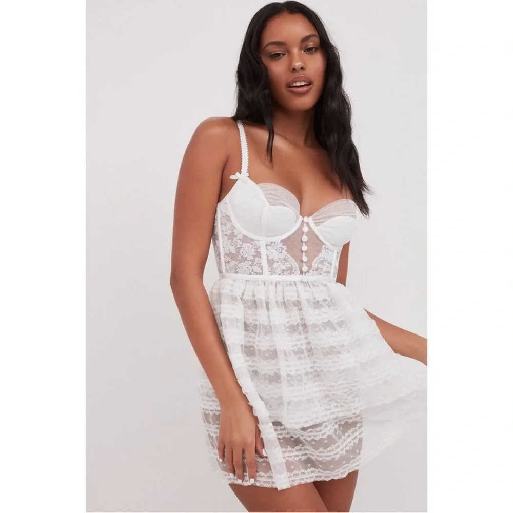 For Love and Lemons Love Story Slip Dress in White size XS NEW $159 VS Bride - Picture 2 of 16